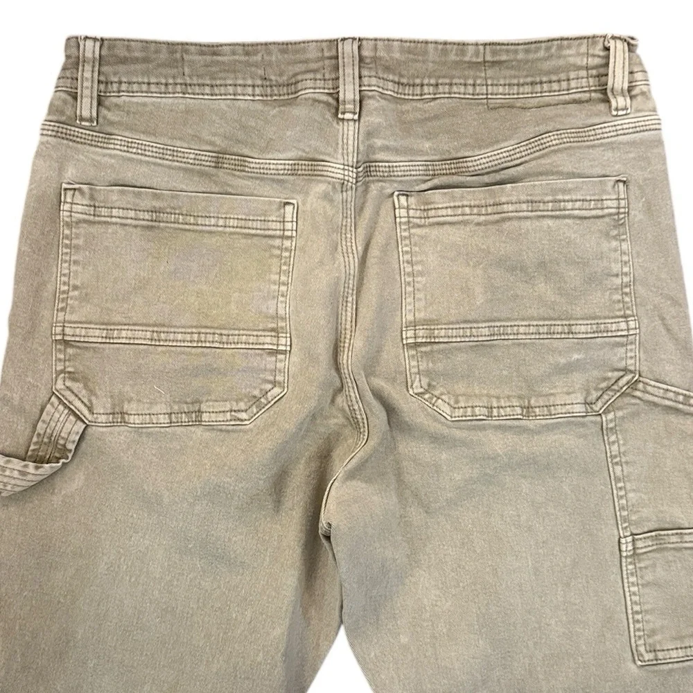 Cotton On Carpenter Pants Sage Green Fade Relaxed Tapered Crisp Denim Loop 32x29 - Picture 6 of 16